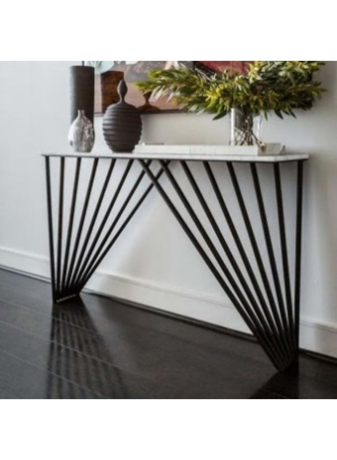 Console 120×30×90 cm - Black and White - Material: Metal - Surface Material: Marble - Shape: Rectangular - No Assembly Required